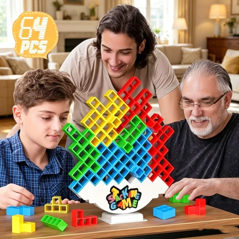Party Games Kids And Adults - Colorful Stacking Blocks Balance Challenge Tower